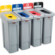 Rubbermaid® Recycling & Trash Can, 92 Gallon, Noir/Bleu/Rouge/Jaune