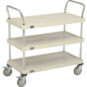 Nexel® Plastic Utility Cart w / 3 étagères et roulettes de frein poly, 900 lb. Capuchon, 36"L x 18"L x 39"H