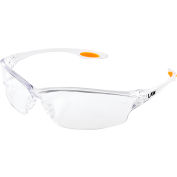 MCR Safety® Law® LW310AF Safety Glasses LW3, Orange Temple Insert, Clear Lens, Clear Frame