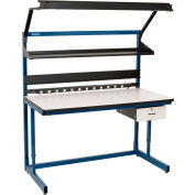 Global Industrial Bench-In-A-Box Cantilever Workbench, Plastic Laminate Top, 60"Wx30"D, Blue