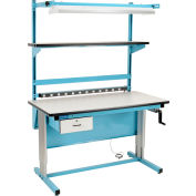 Global Industrial™ banc-dans-une-boîte atelier ergonomique, haut stratifié ESD, 60"Wx30"D, bleu