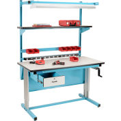 Global Industrial™ Bench-In-A-Box Ergonomic Workbench, Plastic Laminate Top, 60"Wx30"D, Blue