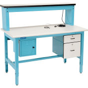 Global Industrial™ banc d’atelier technique dans une boîte, haut stratifié ESD, 60"Wx30"D, bleu