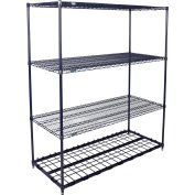 Nexel® 4 Shelf, Nexelon® Blue Wire Shelving Unit, Starter, 1 HD Shelf, 60"W x 24"D x 86"H