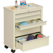 Chariot de chevet médical à 5 tiroirs Lakeside® BV05 Classic, verrou à clé, beige