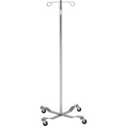 Drive Medical 13033 Economy Removable Top IV Pole, Chrome Plated Steel, 2 Hook, 40"- 82" Height