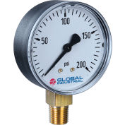 Global Industrial™ 2-1/2" Pressure Gauge, 200 PSI, 1/4" NPT LM, Plastic
