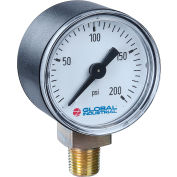 Global Industrial™ 2-1/2" Pressure Gauge, 100 PSI, 1/4" NPT LM, Plastic