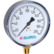 Global Industrial™ 4 » Jauge de pression, 200 PSI, 1/4 » NPT LM, Plastique