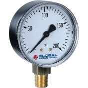 Global Industrial™ 2 » Pressure Gauge, 60 PSI, 1/4 » NPT LM, Acier