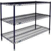 Nexel® 3 Shelf, Nexelon® Blue Wire Shelving Unit, Starter, 36"W x 18"D x 34"H