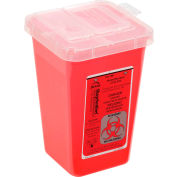 1-Quart Phlebotomy Sharps Container, Dual Openings, 6-7/16"H x 4-1/4"W x 4-1/4"D, Red