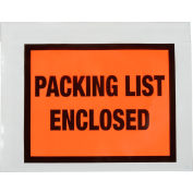 Enveloppes complètes, impression « Liste de colisage jointe », 7"L x 5-1/2"W, Orange, 1000/Pack