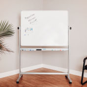 Global Industrial™ Mobile Réversible Whiteboard - 48 x 36 - Porcelaine - Cadre argenté