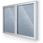 Balt® intérieur clos babillard armoire, 2 portes 60" W x 36" H, garniture argent, bleu Pacifique