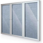 Balt® intérieur clos babillard armoire, 3 portes 72" W x 48" H, garniture argent, bleu Pacifique