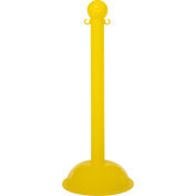 Mr. Chain 99902 Heavy Duty Plastic Stanchion, 3", Yellow W/ C-Hooks- 3" Pole, 16" Base, 41" Height