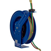 Dual Hose Spring Rewind Hose Reel For Oxy-Acetylene: 1/4" I.D., 50' Hose, 200 PSI