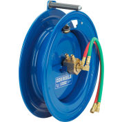 Spring Rewind Welding Reel Dual Hose: 1/4" I.D., 50' Hose, 200 PSI, Right Mount, Less Hose