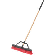Libman Commercial Push Broom W/Hard Polymer Support Brace, 24" Medium Duty Bristles Wood Handle- 827 - Pkg Qty 4