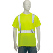 OccuNomix Standard Wicking Birdseye Class 2 T-Shirt W/ Pocket Hi-Vis Yellow, 3XL, LUX-SSETP2B-Y3X
