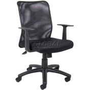 Interion® Mesh Task Chair with Arms - Fabric - Mid Back - Black