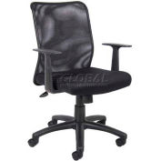Interion® Mesh Office Chair with Adjustable Arms & Mid Back, Fabric, Black