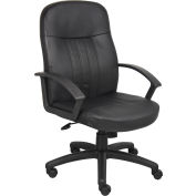 Interion® Executive Office Chair With High Back & Fixed Arms, Synthetic Leather, Black
