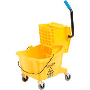 Carlisle Commercial Mop Bucket with Side-Press Wringer 26 Quart, Yellow - 3690804
