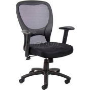 Interion® Mesh Task Chair with Arms - Fabric - High Back - Black