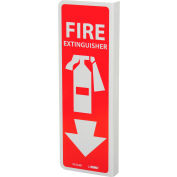 NMC™ Fire Flange Plastic Sign, Fire Extinguisher, 4"W x 12"H, Gray