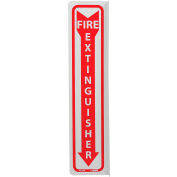 NMC Fire Flange Plastic Sign, Fire Extinguisher, 4"W x 18"H, Gray