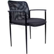 Fauteuil de réception Boss avec accoudoirs - Maille - Noir