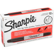 Sharpie® Twin-Tip Permanent Marker, Fine/Ultra Point, Black Ink, qté par paquet : 12