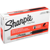 Sharpie® Marqueur permanent rétractable, Point fin, Encre Noire, qté par paquet : 12