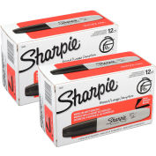 Sharpie® Marqueur permanent, Chisel, Encre Noire, Baril Anti-Roll, qté par paquet : 12