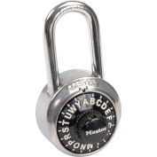 Master Lock® No. 1572LF 3-Letter Combo Padlock 1-1/2" Inside Shackle, Control Chart, Blk Dial - Pkg Qty 6