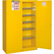 Justrite 60 Gallon 2 Door, Manual, Paint & Ink Cabinet, 43"W x 18"D x 65"H, Yellow