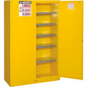 Justrite 60 gallons, 2 portes, manuel, peinture & encre Cabinet, 43" W x 18 H « D x 65 », jaune