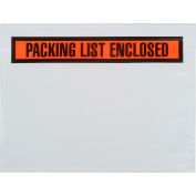 Enveloppes de face de panneau, impression « Liste de colisage jointe », 7"L x 5-1/2"W, orange, 1000/Pack