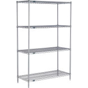 Étagère Nexel® 4, étagère en fil époxy Nexelate® Silver, démarreur, 36 » L x 14 » P x 54"H