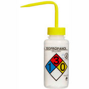 Bel-Art LDPE Wash Bottles 118080008, 250ml, Isopropanol Label, Yellow Cap, Wide Mouth, 4/PK