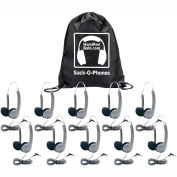 HamiltonBuhl Sack-O-Phones, 10 HA1A Personal Headsets w/ Foam Ear Cushions, in a Carry Bag