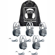 HamiltonBuhl Sack-O-Phones, 5 SC7V Deluxe Headphones w/ Volume Control in a Carry Bag