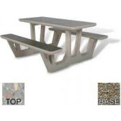 58" Rectangular Picnic Table, Concrete, Gray