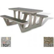 Table de pique-nique rectangulaire de 58 po, béton, gris
