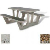 Table de pique-nique rectangulaire de 58 po, béton, bronzage