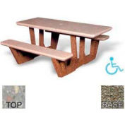 68" Rectangular Picnic Table, Concrete, ADA Compliant, Gray