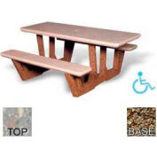 68" Rectangular Picnic Table, Concrete, ADA Compliant, Gray Top/Tan Frame