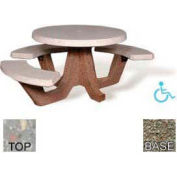 42" Round Picnic Table, Concrete, ADA Compliant, Gray